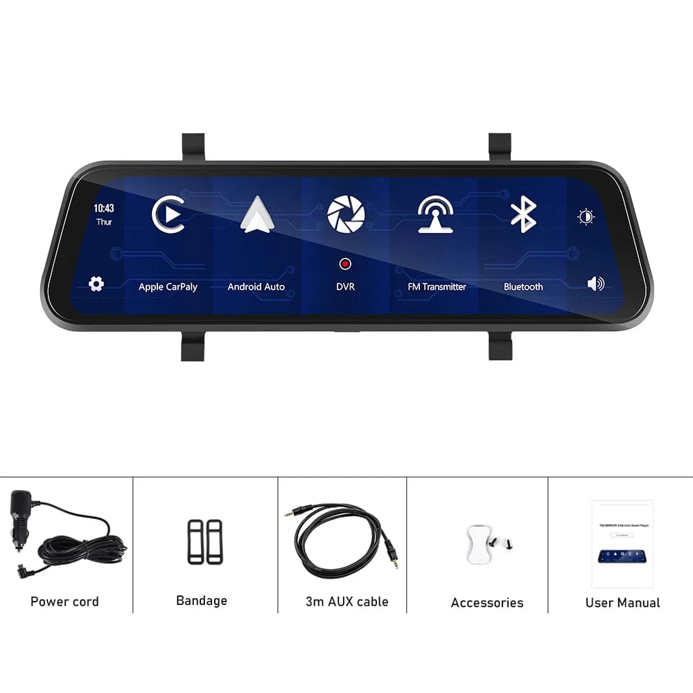 AutoSavvy Smart Rear View Mirror & Dashcam w/ CarPlay